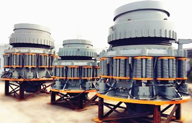 SJ spring cone crushers lined up at the factory yard
